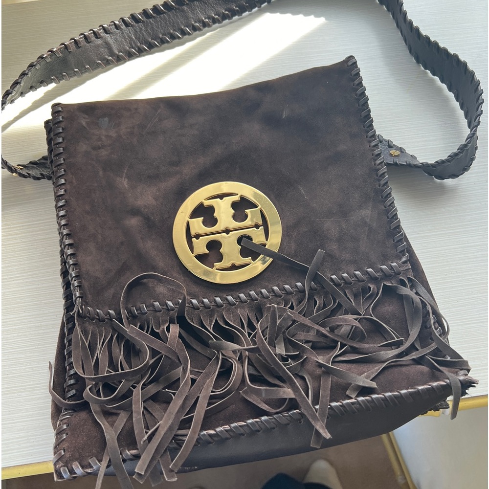 Beautiful brown suede fringe Tory Burch crossbody bag